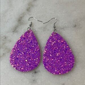 Boho Glittering Purple Teardrop Novelty Earrings